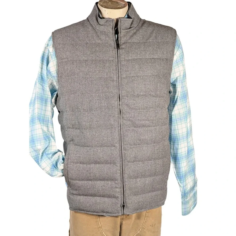 Peter Millar Crown Gray Wool Nylon Quilted Puffer Vest Jacket Sz XL NWT $595 - Picture 4 of 8
